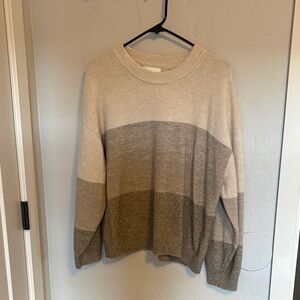 H&M Women’s Neutral Toned Striped Crewneck Sweater